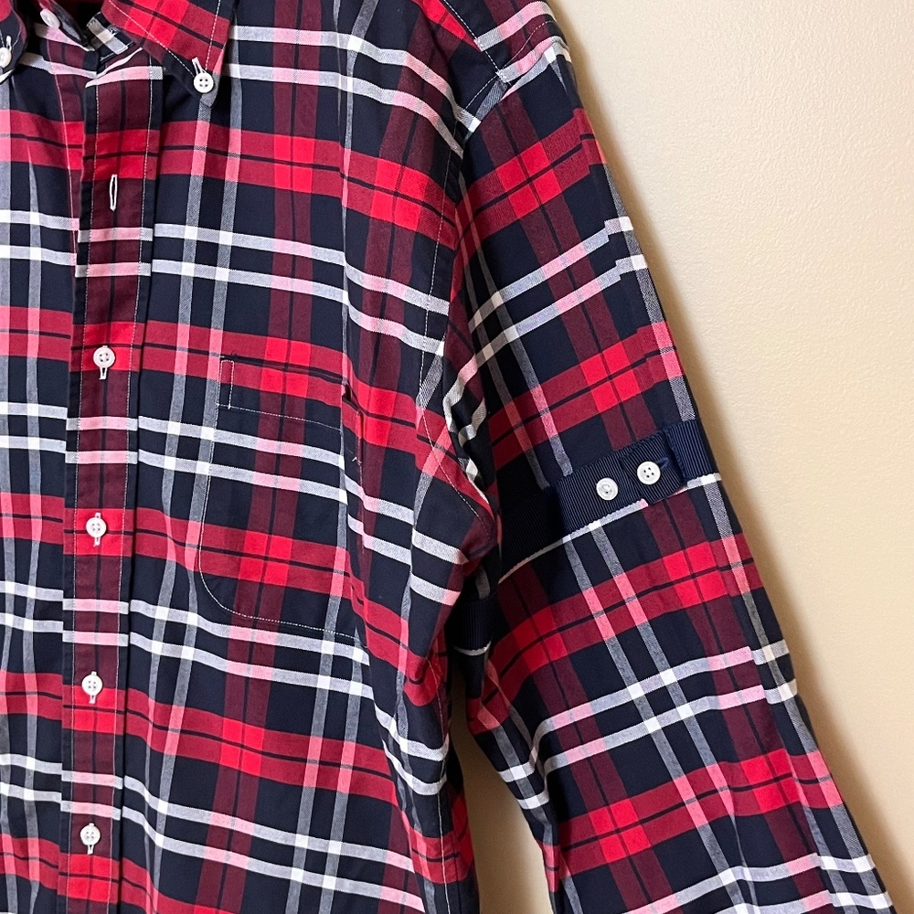 Thom Browne Plaid Button Down Shirt - Men's Size 4 / XL - Red Blue - Picture 3 of 11
